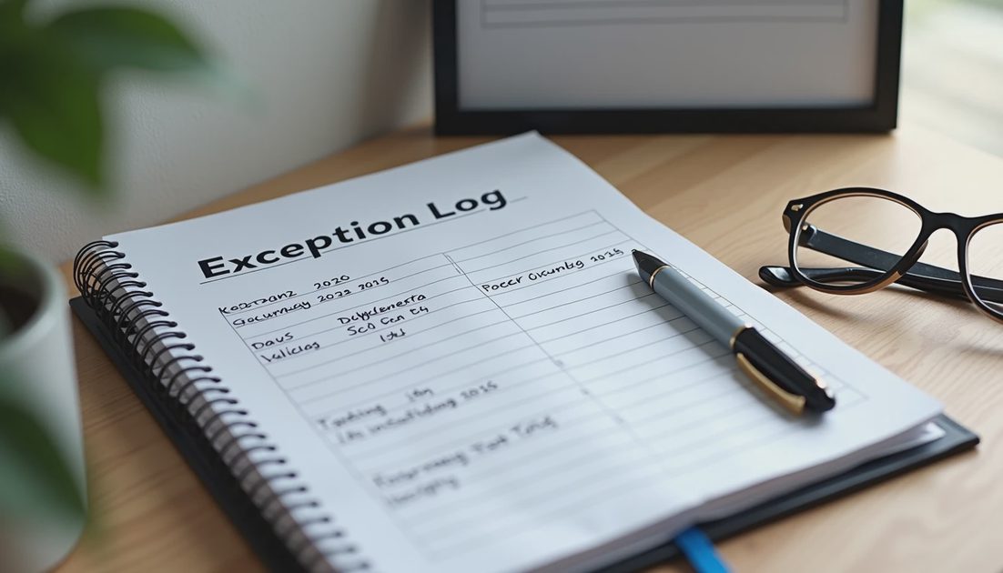 Exception and near-miss log used during small practice AI pilot