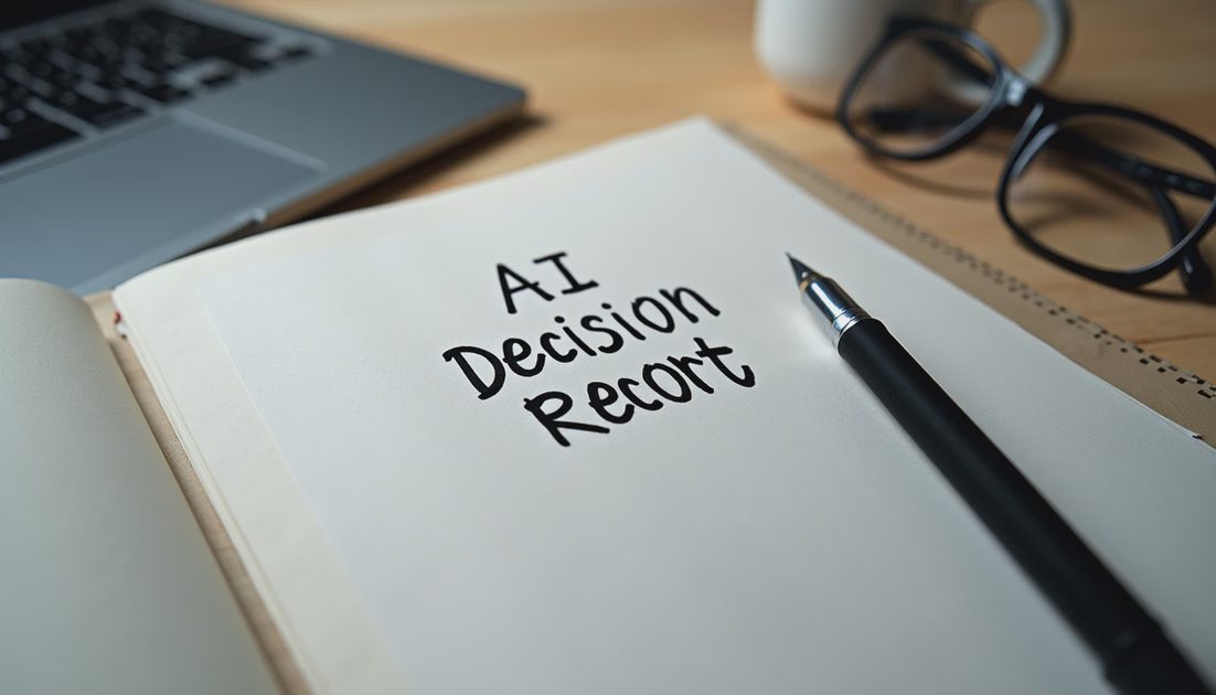 One-page AI decision record used in small mental health practice compliance review
