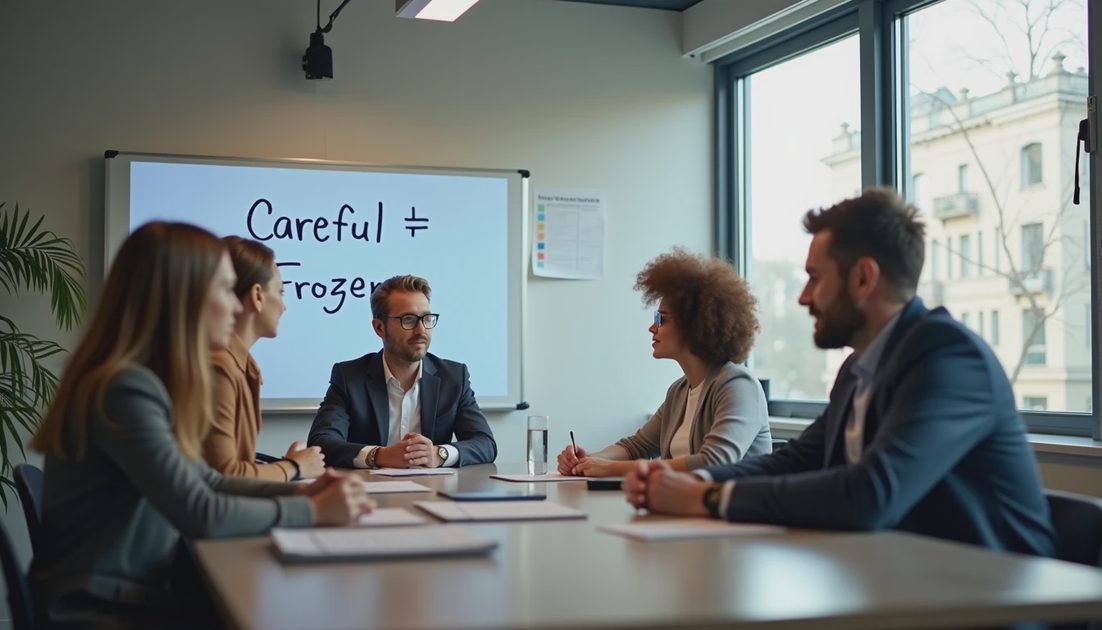 Small practice team discussing careful yet progressive AI adoption